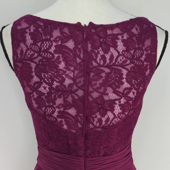 B2‎ Jasmine Lace Chiffon Fuchsia Midi Dress Size 6 - Picture 6 of 10
